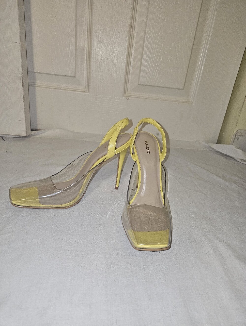 ALDO Yellow Clear PVC Slingback Stiletto Heels Pumps Size 7.5 - Picture 8 of 9